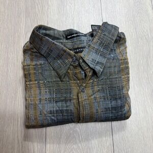 Jhane Barnes Men XL Shirt Collared Button Woven Japan Abstract Vintage 3D Trippy